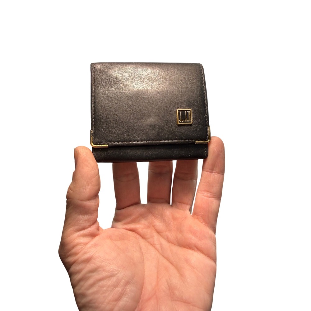 Dunhill London Black Leather Coin Purse Gold Hardware Vintage Made in Italy